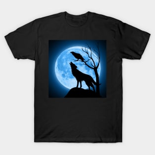 Wolf, Raven and moon T-Shirt